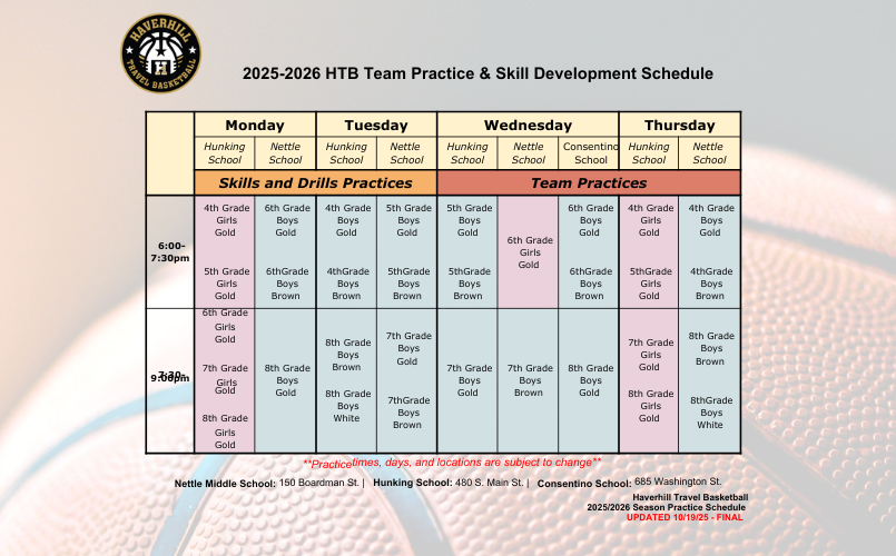 Practices Start week of November 3rd